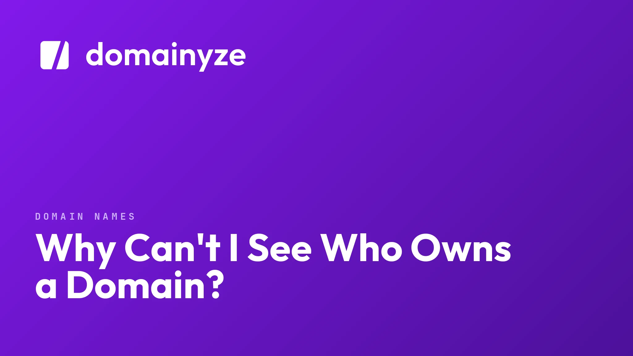 Why Can't I See Who Owns a Domain?