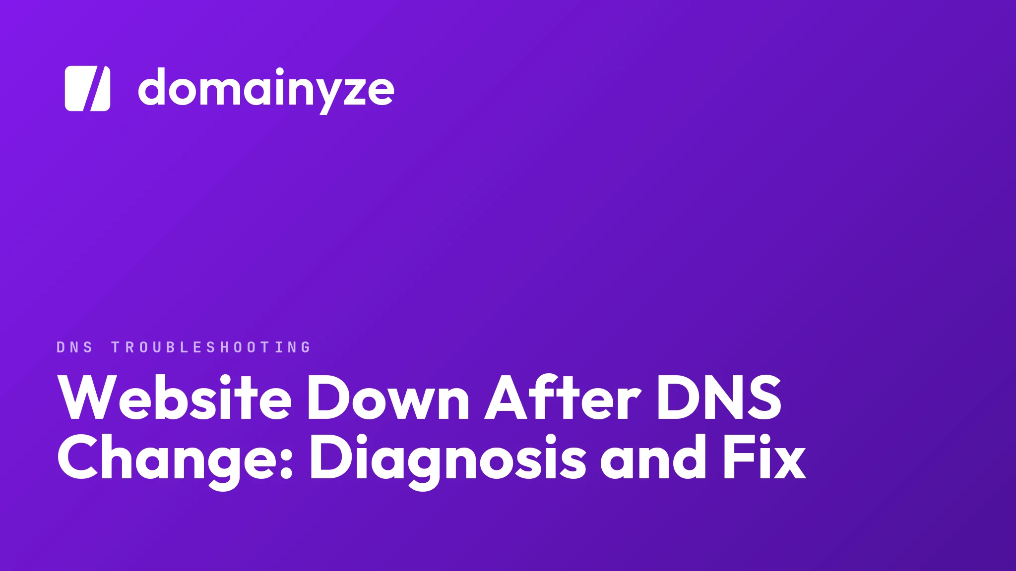 Website Down After DNS Change: Diagnosis and Fix